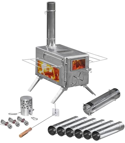 Amazon.co.jp: NORTHBASE 薪ストーブ 3面ガラス ステンレス 折りたたみ