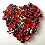 クリスマスリース　選べる12種類　ナチュラルテイストのアートリース (K,ハートブラウンレッドアベレージ)