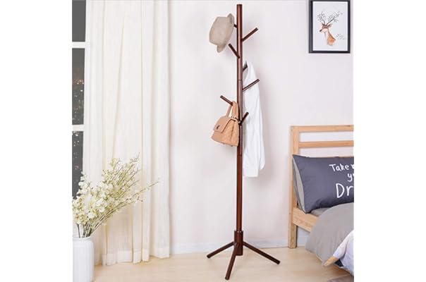 Susunnus 6フックハンガー 大型コートハンガー 小型6フックコート掛け 2段 おしゃれ ブラック ポールハンガー ハンガーラック