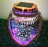 4Color 8LED Silver Electroplating Copper Finish Cap Solar Glass Jar Sogrand Small Glass Jars with Li