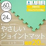 【 極厚 20mm 】 やさしいジョイントマット 4.5畳 （24枚入） 大判 【 本体 ラージサイズ （60cm×60cm） ミント （ライトグリーン） 】 床暖房対応