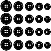 BIUTEFOR ボタン 黒 4穴 直径15mm/18mm/20mm/23mm/25mm(5サイズ各4個) 衣類の縫製やDIY用