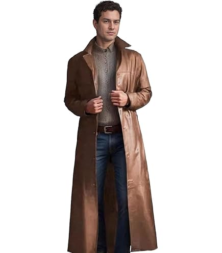Amazon.co.jp: メンズコートレザーゴシックロングトレンチコート