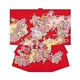 産着 初着 祝い着 女の子 着物 /B27赤・鼓金駒刺繍