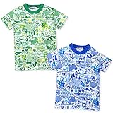 ベビー服 男の子 Tシャツ 半袖 LITTLE BEAR CLUB リトルベアークラブ 総柄プリント スナップボタン付 男児 ベビー (2.ブルー/95cm)