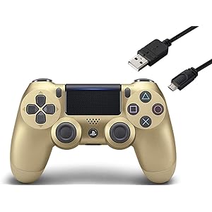【純正品】ワイヤレスコントローラー (DUALSHOCK 4) ゴールド (CUH-ZCT2J14) 【Amazon.co.jp特典】CYBER PS4用コントローラー充電ケーブル3m