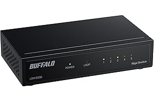 【Amazon.co.jp限定】バッファロー 5ポート Giga対応 スイッチングハブ LANハブ 1000Mbps メタル筐体 壁掛け ACアダプター 日本メーカー ブラック LSW-5GSE/NBK