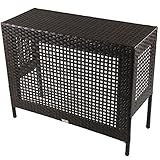 LEON (レオン) エアコン 室外機カバー おしゃれ 新世代ラタン 耐UV性 耐候性 耐衝撃性 マホガニー 格子タイプ 大型 日よけ 遮熱 節電