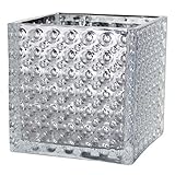 6 x 6 x 6 Dimpled Silver Mercury Glass Cube Vase or Candle Holder [並行輸入品]