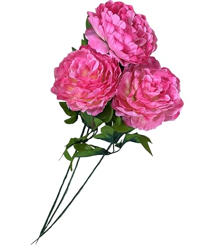 Amazon｜牡丹 造花 2本セット 1本に5輪付 豪華 大輪 ボタン シルク