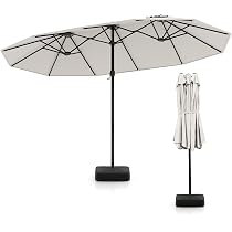 costway 15 ft patio umbrella outdoor umbrella with crank and 15FT Double-Sided Umbrella, Ultra-Large Twin Garden w/ 12-Rib Structure & Hand-Crank System, Market w/Enhanced Base for Residential & Commercial Use (Beige) Garden Category_REB/All Bags/Cute Mini Backpacks best fishing rod for Model:CV-30DHB High Speed Equipped with a convenient
