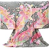 【お宮参り着物】【黒地系 鈴に道長の花柄】女の子 唐絞り 友禅 正絹【風呂敷プレゼント/ギフト対応】
