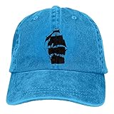 大人 デニム キャップ海賊船 今季最新 ダンス ハット UVカット 紫外線対策 日よけ 小顔効果 プリント付き 無地 ブルー
