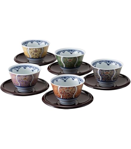 Amazon.co.jp: 深川製磁 染錦ぶどう 蓋付き湯呑み 絢爛豪華 汲み出し