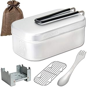 AWESOME’S メスティン キャンプ 用品 アルミ飯ごう アウトドア ソロキャンプ 固形燃料 飯盒 飯ごう はんごう…