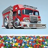 FireエンジンKidsカラー壁ステッカーTransportアートデカール装飾で使用可能な8サイズ 07. XXX-Large 184cm (W) x 100cm (H)