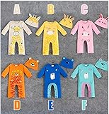 秋冬 ベビー赤ちゃん　新生児連体服　長袖カバーオール+帽 F　　70-80-90-95各一枚ずつひとつセット 5792q 6番【4点】