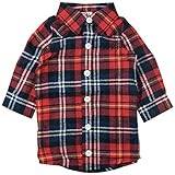 《H28年秋冬物》KICKY VILLAGE(キキイ ビレッジ) 布帛先染め格子ロングシャツ 110cm/レッド NO.KV-15416