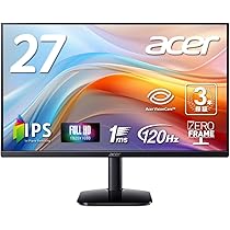 a cer ディスプレイ Amazon.co.jp: Acer モニター 27インチ フルHD 非光沢 IPS 120Hz