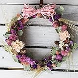 旬の草花のフラワーリース　ピンクパステル系　(ドライフラワー)