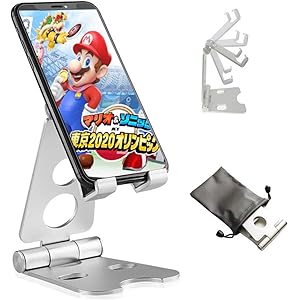 スマホ スタンド 携帯ホルダー タブレット スタンド 折り畳み式【令和改善版】卓上縦置きスタンド PCホルダー シリコン…