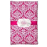 aBaby Personalized Damask Fleece Blanket Fuchsia Name Ella [並行輸入品]
