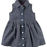 カーターズ Carter's ワンピース 前開き ノースリーブ 綿シャンブレー100% オムツカバー付き Chambray Shirt Dress 3M (55-61cm)