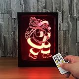 LED 3dクリスマスカラフルなフォトフレーム夜ライト7色変更リモートコントロールデスクサンタランプ