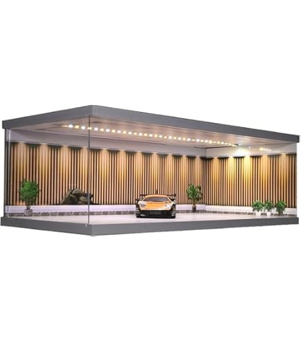 Amazon.co.jp: NUEIOVRW 1/43ジオラマ カーガレージモデル LED照明付き