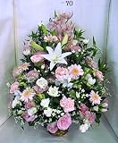 ほんまもん屋 お供えアレンジLLサイズ ユリ シンビジウム入り (白＋ピンク系) アレンジメント 法要 四十九日 お盆 お供え お悔み フラワーギフト 生花 プレゼント 生花 お彼岸 お見舞い ペット