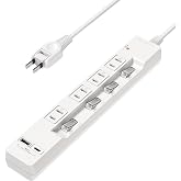 Mscien 電源タップ usb付き 延長コード 2m 個別スイッチ付き 4個AC口 1個usbc 1個usba コンセントタップ usb コンセント | 雷ガード ほこり防止シャッター N極対応 スイングプラグ 壁掛け テーブルタップ たこあしコン