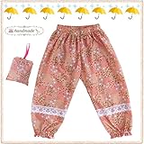 [撥水 レインパンツ] フラワーパッチワーク♪ レース♪ (90cm)