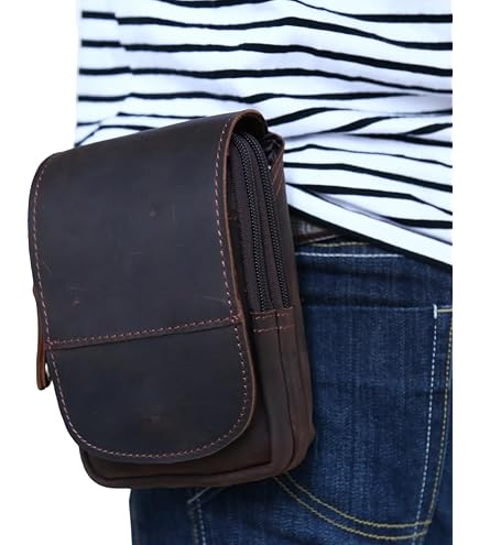 Amazon.co.jp: [ウエスタンレザー] ベルトポーチ 牛皮革 BROWN