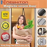 Newkiton マグネット式網戸、磁気スクリーンドア、フルフレームベルクロ、タフメッシュ、爽やかな風を取り込んで、蚊などの虫をシャットアウト、涼しい夏、取り付けが超簡単（90 x 210cm、ブラッ