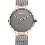BERING(ベーリング) 腕時計 メンズ&レディース(ユニセックス)ソーラーモデル グレー×ゴールド ステンレススチール メッシュストラップ 14339-369正規輸入品 内部3年保証 サファイアガラス キズつきにくい 割れにくい ペアウォッチ ペ