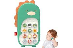 TENGEE 赤ちゃん おもちゃ 0歳1歳2歳3歳 知育玩具 人気 誕生日プレゼント 男の子 女の子 スマートフォン 携帯電話 恐竜 多機能 ライト 音楽 英語学習 日本語説明書付 (グリーン)
