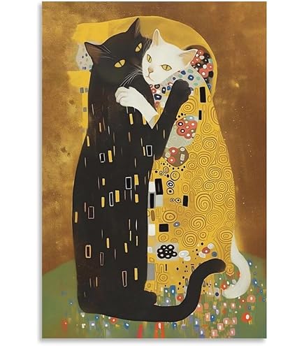 Amazon.co.jp: aksldf 動物猫床屋キャンバス絵画北欧スタイルの子供の
