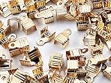 紐止め金具 カシメ ゴールド KC金 100個 幅7mm エンドパーツ アクセサリー パーツ 金具 ファイニエ （AP0845）