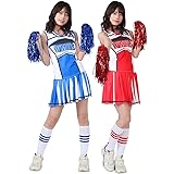 [monoii] ポンポン付き チア コスプレ チアガール コスチューム チアリーダー 衣装 ハロウィン 仮装