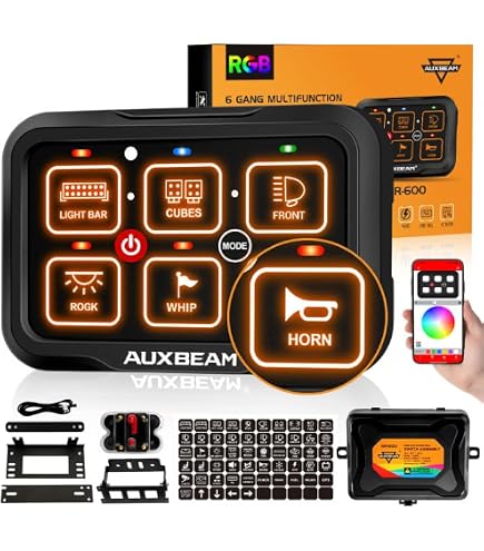 Amazon.co.jp: Auxbeam KS-80 8ギャングスイッチパネル ロータリーノブ