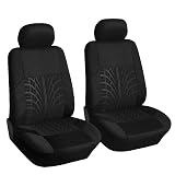 Archnote カー シート カバー 車 座席 汎用 軽自動車 普通車 運転席 助手席 2個 セット フロント 2座席分 押し洗可 伸縮 ブラック 黒
