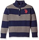U.S. Polo Assn. Boys' Little Boys' 1/4 Zip Sweater Stripe Classic Navy 7 [並行輸入品]