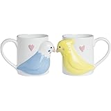 サンアート かわいい食器 「 セキセイインコ 」 磁器 マグカップ ペア 270ml 白 鳥 グッズ 癒される プレゼント 人気 誕プレ SAN2344