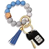 NVENF Silicone Key Ring Bracelet Beaded Wrislet Keychain Portable House Car Keys Ring Holder