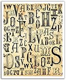JP London POS2488 U-Strip Peel and Stick Vintage Rustic Letter Alphabet Nursery Removable Wall Decal