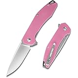 SWISS+TECH ナイフ フォールディングナイフ 折りたたみナイフ アウトドアナイフ D2鋼ブレード G10ハンドル ライナーロック アウトドア キャンプ 釣り 登山 DIY サバイバル 全長約19.8cm 【ピンク】