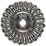 Weiler Dualife Standard Wire Wheel Brush, Threaded Hole, Steel, Partial Twist Knotted, 4" Diameter, 