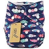 iZiv新生児1厚いおむつ付きオーガニック幼児防水/調整/再利用可能/洗えるポケット布おむつのフィット赤ちゃん0.5-3歳（インドのフェザー）