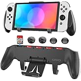 OIVO Switch Grip with Upgraded Adjustable Stand Compatible with Nintendo Switch & OLED, Asymmetrical Ergonomic Grip with Upgr
