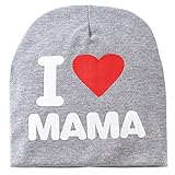 (ペットホーム)Pet Home ベビー用品　ベビー帽子 綿ニット帽子　幼児新生児暖かい帽子 I LOVE ママとパパ (グレー & I LOVE ママ)
